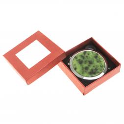 Зеркало круглое из камня нефрит цвет серебро