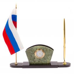 Визитница с часами камень жадеит