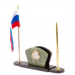 Визитница с часами камень жадеит