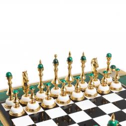 Подарочные шахматы &amp;quot;Элитные&amp;quot; с малахитом Златоуст