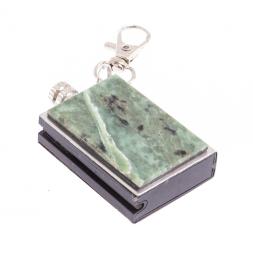 Брелок огниво "Вечная спичка" с накладкой из камня офит 2,8х1,3х5 см