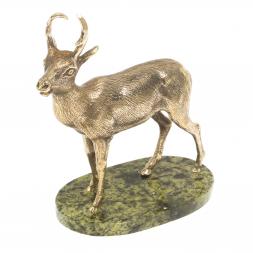 Статуэтка из бронзы "Лесная коза" змеевик