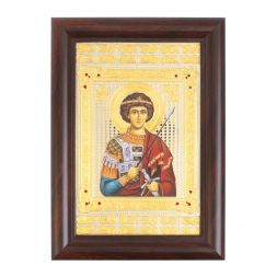 Икона гравюра &amp;quot;Св. Георгий Победоносец&amp;quot; багет 12,5х17,5х1 см Златоуст