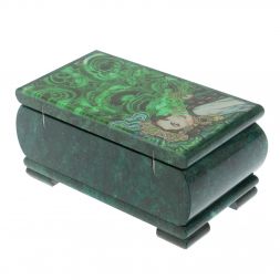 Шкатулка "Хозяйка медной горы" из змеевика 18х10х8,5 см