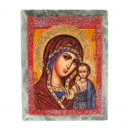 Икона настольная "Богородица" камень змеевик 9х7,2х3 см