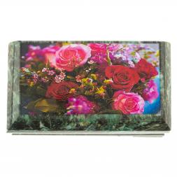 Шкатулка с иллюстрацией "Розы" камень змеевик 17,5х9,5х7,5 см