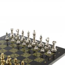 Шахматы турнирные "Стаунтон" доска 40х40 см камень змеевик