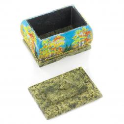 Шкатулка змеевик рисунок Осень 11х8х9,5 см