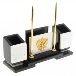 Настольный набор "Офисный" с гербом РФ из мрамора