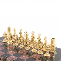 Шахматы с бронзовыми фигурами "Спарта" камень креноид 40х40 см