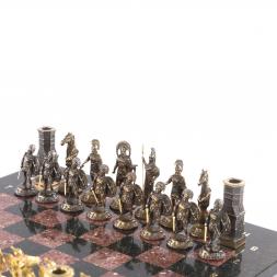 Шахматы с бронзовыми фигурами "Спарта" камень креноид 40х40 см