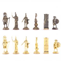 Шахматы с бронзовыми фигурами "Спарта" камень креноид 40х40 см