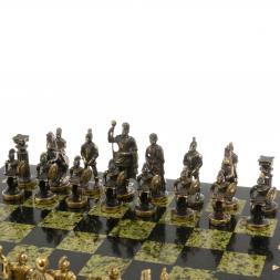 Шахматы "Римские" из бронзы и змеевика 44х44 см