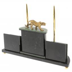Настольный прибор "Гепард" из зеленого офиокальцита