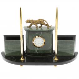 Настольный прибор "Гепард" из зеленого офиокальцита