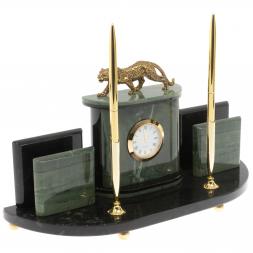 Настольный прибор "Гепард" из зеленого офиокальцита