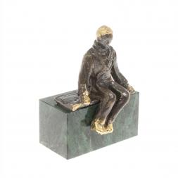 Статуэтка "Монтажник" змеевик бронза 6х3х7,5 см