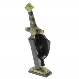 Настольный сувенир "Щит и меч" камень змеевик 10х7х28 см