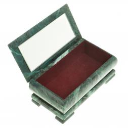 Шкатулка с иллюстрацией "Лебеди на закате" камень змеевик 17,5х9,5х7,5 см