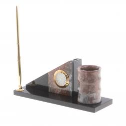 Письменный мини-набор с часами из яшмы