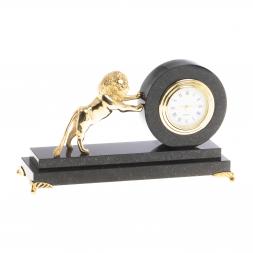 Часы настольные из бронзы и долерита "Лев"