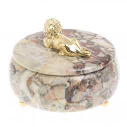 Шкатулка "Лев" из креноида 15х15х12 см