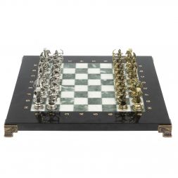 Шахматы подарочные &amp;quot;Римские лучники&amp;quot; 28х28 мрамор шабровский змеевик