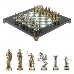 Шахматы подарочные &amp;quot;Римские лучники&amp;quot; 28х28 мрамор шабровский змеевик
