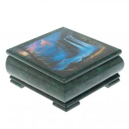 Шкатулка "Водопад" из змеевика 18х18х8 см