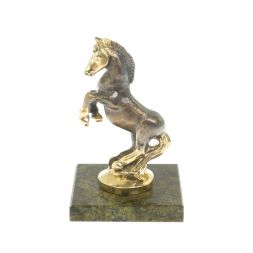 Статуэтка из бронзы "Лошадка" на подставке из змеевика