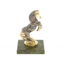 Статуэтка из бронзы "Лошадка" на подставке из змеевика