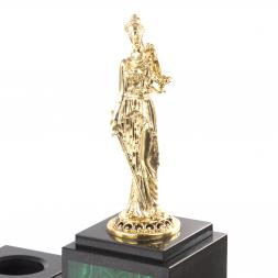 Письменный прибор из малахита "Фемида - богиня правосудия"