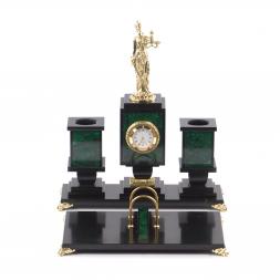 Письменный прибор из малахита "Фемида - богиня правосудия"