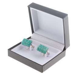 Запонки камень амазонит прямоугольные