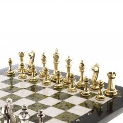 Шахматы турнирные "Стаунтон" доска 40х40 см мрамор змеевик