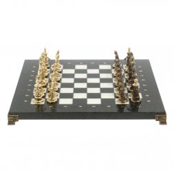 Шахматы бронзовые "Турецкие" доска 32х32 см мрамор змеевик