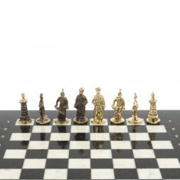 Шахматы бронзовые "Турецкие" доска 32х32 см мрамор змеевик