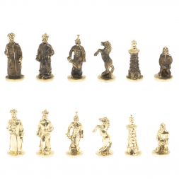 Шахматы бронзовые "Турецкие" доска 32х32 см мрамор змеевик