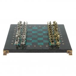 Шахматы &amp;quot;Римские лучники&amp;quot; доска 28х28 см из змеевика