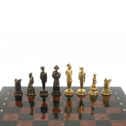 Шахматы подарочные &amp;quot;Деревенские&amp;quot; фигуры бронза, доска камень 40х40 см