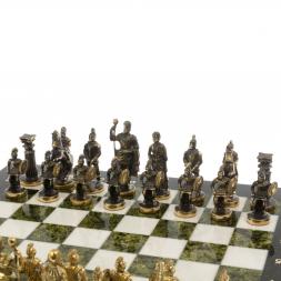 Шахматы "Римские" бронза 44х44 см из мрамора и змеевика