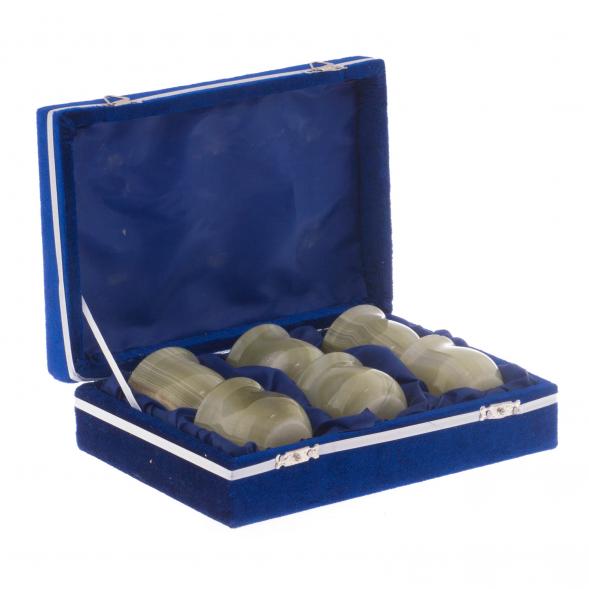 Набор из 6-ти стопок 80 мл камень оникс 6х5,7 см в футляре (2,5х2,5) 121906