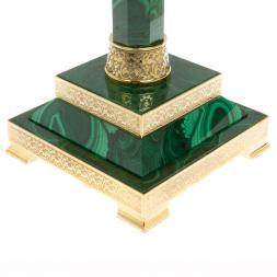 Лампа настольная из малахита с белым плафоном