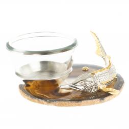 Икорница на агате "Стерлядка" Златоуст