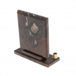 Икона настольная "Всецарица" из обсидиана с подсвечниками