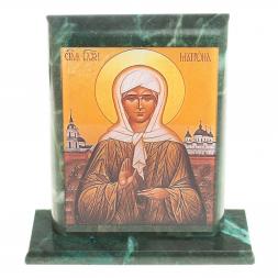 Икона "Св. Матрона Московская" змеевик 15х5х15,5 см