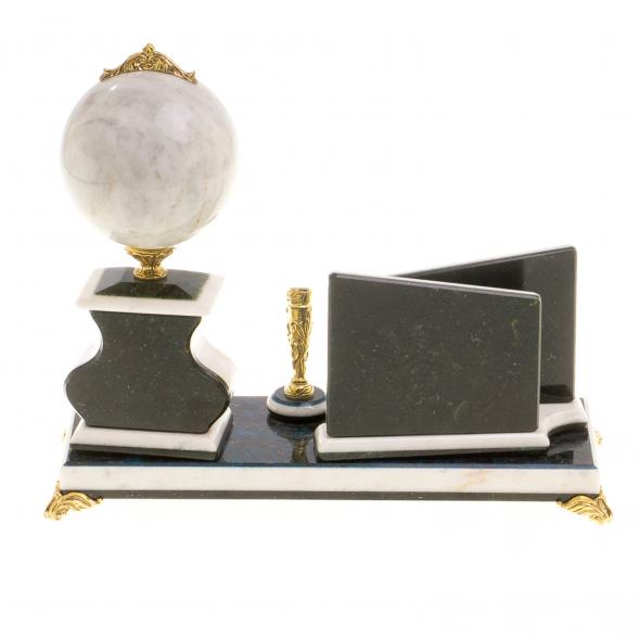 Письменный мини-набор с визитницей мрамор, лабрадорит 124731