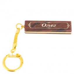 Брелок именной "Олег" камень обсидиан