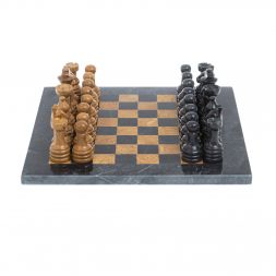 Шахматы "Шах и мат" из мрамора и ракушечника доска 25х25 см (6)