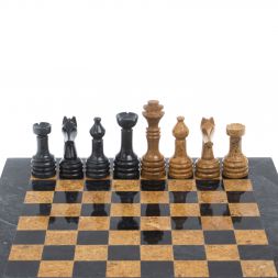 Шахматы "Шах и мат" из мрамора и ракушечника доска 25х25 см (6)